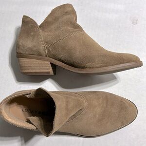Lucky Brand Tan Suede Ankle Slip-On Boots, Women's 6.5